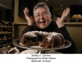 Shirley Corriher, Atlanta food scientist, with "tunnel of fudge" oozing from middle of chocolate cake. ??Robin Nelson